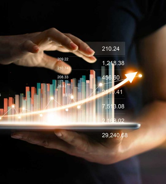 businessman-holding-tablet-showing-growing-virtual-hologram-statistics-graph-chart-with-arrow-up